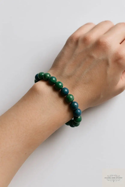 Natural Azurite Malachite Bracelet | Handmade Gemstone Jewelry ALLORA GEM STUDIO